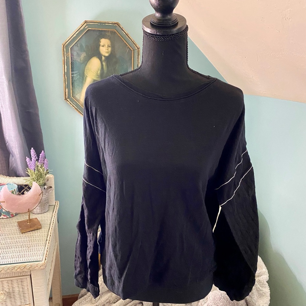 Black Grey State Cotton Top SZ 4/XL